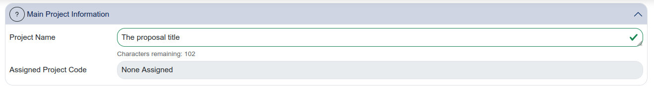 Main Project Information