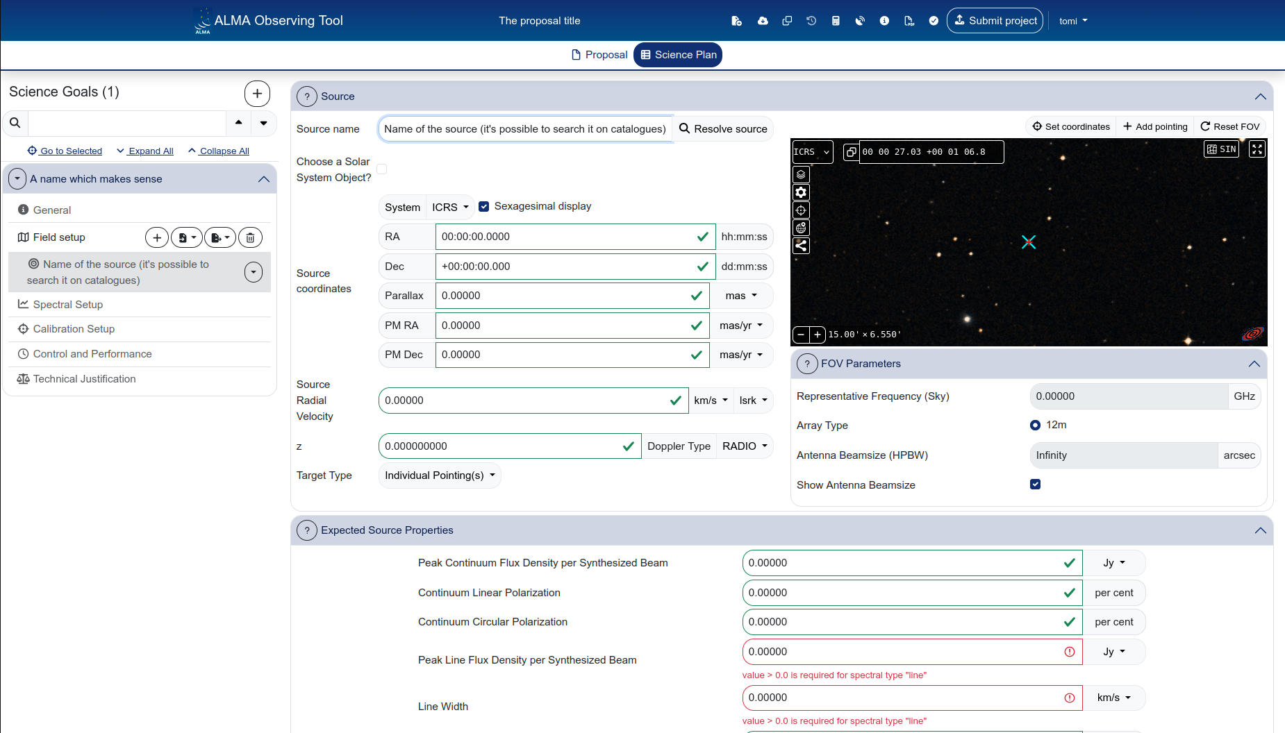 Field setup — Source
