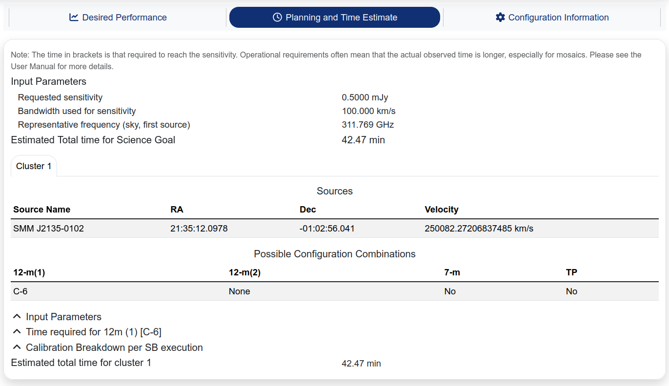 Time estimate for the Cosmic Eyelash