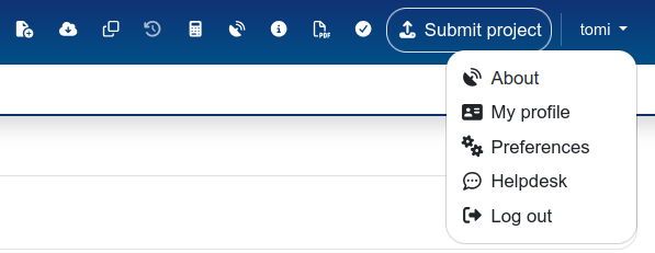 Helpdesk link in the user menu
